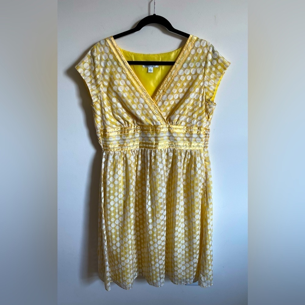 Coldwater Creek Yellow Polka Dot Throwback 60’s Housewife Fun Dress Sz 10 EUC